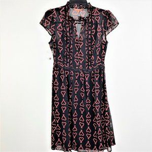Modcloth Christmas Dress Size Medium Candy Cane Novelty Print Sheer Black NEW